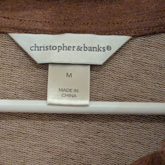 Christopher & Banks Brown Snap Front Three Quarter Length Sleeves Shirt-SIze M - Picture 2 of 3